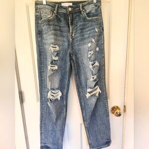 Risen high rise distressed girlfriend jeans  size 9/29